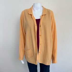 J. Jill 100% Cashmere Light Peach Orange Cardigan Sweater Jacket Size Medium